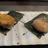 鉄板焼 花 - うにとほたてとのり！