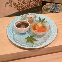 鮨あら井 - あん肝、岩もずく、剣崎烏賊のイカ耳そうめん