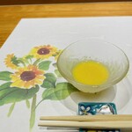 京辰 - お通しの冷製とうもろこし擦り流し