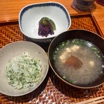 日本料理 別府 廣門 - 生姜　軸　ご飯　ふかしま味噌　香の物