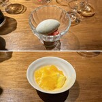 ドンブラボー - 【上】苺＆ジェラート【下】八朔（はっさく）＆牛乳プリン  