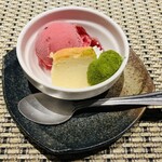 横浜 夜景 鉄板焼＆ステーキ 祥鳳 - カシスアイス・チーズケーキ・抹茶のわらび餅