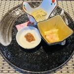 横浜 夜景 鉄板焼＆ステーキ 祥鳳 - ふぐ皮の煮こごり・汲み上げ湯葉 まぐろの酒盗のせ・冬瓜ヤングコーン海老の炊き合わせ