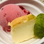 横浜 夜景 鉄板焼＆ステーキ 祥鳳 - カシスアイス・チーズケーキ・抹茶のわらび餅