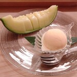 福鮨 - デザート(マスクメロン、バニラアイス)