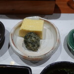 鮨匠 のむら - 飛び魚の薩摩揚げ(のむらオリジナル、飛び魚は屋久島産)、出汁巻き玉子