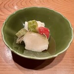 日本料理 たかむら - 鮑　トマト　茄子　湯葉