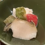 日本料理 たかむら - 鮑　トマト　茄子　湯葉