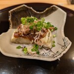 にしこり - 白茄子に鴨のそぼろをのせて