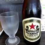 中華麺房 東龍 - 先着はこちら(*´艸｀*)　グラスがお洒落になって「サッポロラガービール中瓶」着瓶＼(^o^)／