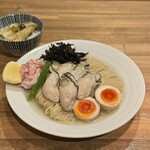 酒肴場 屯 - 【限定】牡蠣出汁冷やしらぁ麺¥2000、鰻白焼き丼¥500