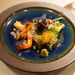 和食すがわら - 車海老と秋田牛のひとくちステーキ