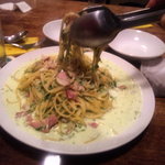 ピッツェリア ダ・アオキ タッポスト - スパゲティーニ　岩海苔とベーコンのクリームソース