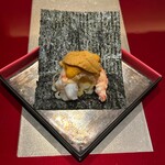 野嵯和 - 牡丹海老　ケンサキイカ　雲丹　海苔巻き