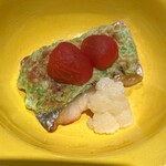 野嵯和 - 太刀魚　枝豆　メレンゲ　焼きトマトカリフラワー甘酢漬け