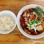 麺屋　たか - 冷やし徳島ラーメン炎ライス付き（税込1,250円）