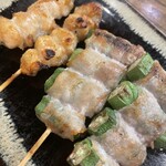 本格焼鳥大名へて - ぼんじり&オクラ豚巻