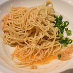 NIBOSHI MANIA - 生甘海老とエビミソの和え玉 麺の下に油ダレ