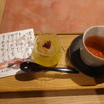 鮨 三心 - 冷製抹茶汁粉、アイス添え