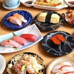 廻し鮨 新鮮や - 料理写真:寿司、一品集合