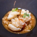 レストラン オオツ - 2024.8 当日〆常陸乃国いせ海老 海老味噌と生うにのアロスカルドソ