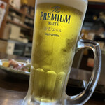 焼きもの家 慶 - ハッピーアワーのラストオーダーで予約した生、2杯目^_^