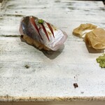 鮨みやもと - 鯵　九条ネギの薬味