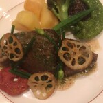 北島亭 - 北海道産黒毛和牛のランプ肉のステーキ エシャロットのソース