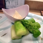 和旬菜と地酒　よし都みやこの　離れ - 茹アスパラ