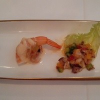銀座アスター 本店 - 『牛スネ肉の四川風ソース』『海老のマヨネ－ズソース』『蛸のからみ和え』『甲イカの紅麹』の前菜４種盛り合わせ～♪(^o^)丿