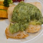 キッチン ブルー グローブ - ポワレをカット