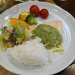 キッチン ブルー グローブ - ワンプレートにして