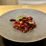 眞善美 - 名古屋コーチンの辣子鶏（ラーズーチー）　蓮根　アスパラ