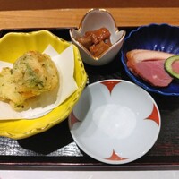 手打ちそば 大石 - 旬のおつまみ三点盛り