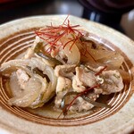 四季海鮮 旬花 - 森町のブランド豚「ひこま豚の塩炒め」旨みが違う‼︎