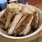 ラーメン二郎 - つけ麺（小）豚マシ。トッピングはニンニク・アブラ。