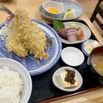 食事処 ときわ - 花雪アジフライ定食　お刺身付き