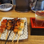 うなぎ串料理 う頂天 - 鰻串5種盛り ＆ 来福 UNAGI