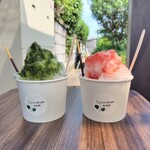 ごへいやcafe たちの - かき氷(抹茶といちご)
