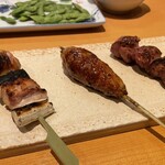 焼鳥 もつ鍋 なべきん - ねぎま、つくね、白レバー