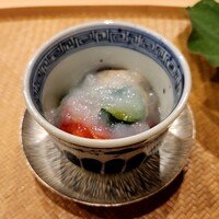 櫻木 - ムール貝と静岡のフルーツトマト、ムール貝と帆立貝柱のお出汁ゼリー掛け