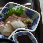 恵幸ハウス・れすとらん 浮城 - 天婦羅御膳(1300円)のお造り