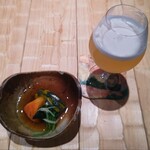 月肴 - お通しの煮物で大将がホンモノと判る野菜たちの緊張感。