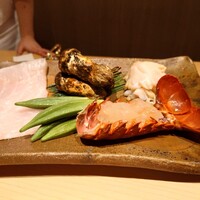 日本料理 山崎 - クエ、マツタケ、バイガイ、イセエビ、オクラ