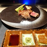 京橋 鉄板焼き 神戸牛 Sublime - サーロインといちぼのステーキ