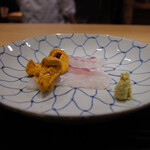 富小路 やま岸 - ◉明石 真鯛 当日〆 と 淡路島 由良 赤雲丹