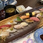 寿し肴和志 - ◉ 上寿司　3,400円（税込）
      　☘️ 大トロ、鮑、雲丹など、テンションの上がるネタがいっぱい‼️