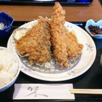 お食事処 大原 - 海老１本・鯵３枚定食♪