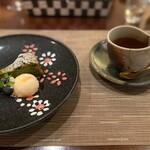 蓼科壱番館 - あんずアイス、抹茶ケーキ、紅茶
