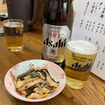 ウエダ - 瓶ビール   600円(税込)
日替わり惣菜   300円(税込)